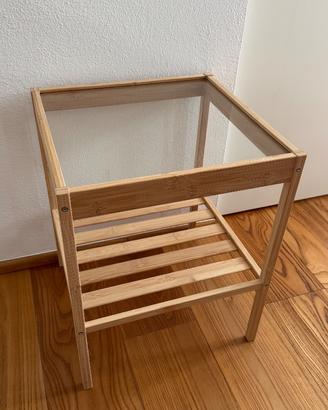 Coppia di comodini IKEA in legno e vetro