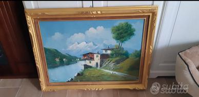 quadro in olio su tela, montagne