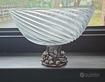 ciotola vintage in vetro di Murano e argento 