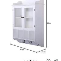 Mobiletto da parete bianco ante in vetro shabby