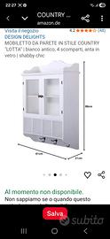 Mobiletto da parete bianco ante in vetro shabby