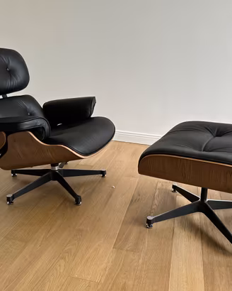 Poltrona+Pouf E. Lounge Chair CLASSIC Noce/Nero