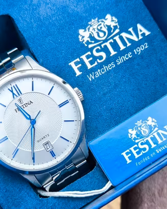 Orologio Festina da uomo al quarzo acciaio bianco