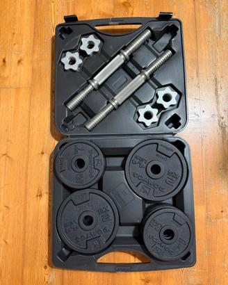 DOMYOS Kit manubri e bilanciere palestra 20kg