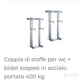 COPPIA DI STAFFE PER WC E BIDET IN ACCIAIO