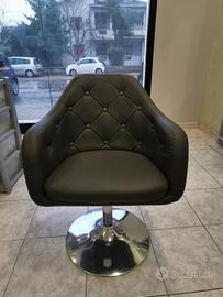 Poltrona Lounger Girevole 360° in Ecopelle Grigia