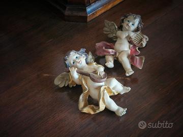 Coppia angioletti  musicisti da parete decorativi 