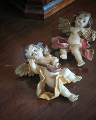 Coppia angioletti  musicisti da parete decorativi 