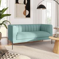 Divano 2 posti in tessuto verde acqua 152x73