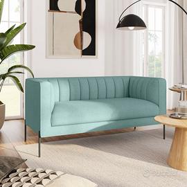 Divano 2 posti in tessuto verde acqua 152x73