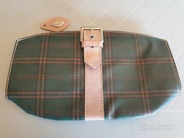 Pochette "i santi" vintage nuova tartan e cuoio