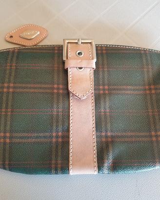 Pochette "i santi" vintage nuova tartan e cuoio