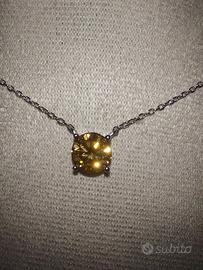 Collana in argento 925 con moissanite champagne2ct