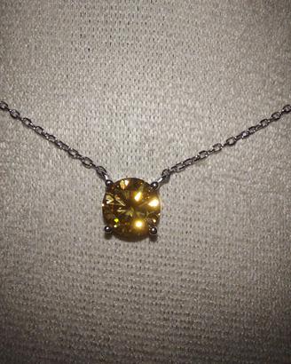 Collana in argento 925 con moissanite champagne2ct