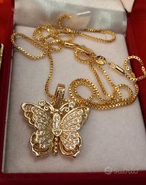Collana" Farfalla"Placcata ORO18k G.F.  cm55