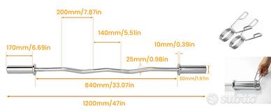 Bilanciere curvo da 120cm, peso 6,2 kg