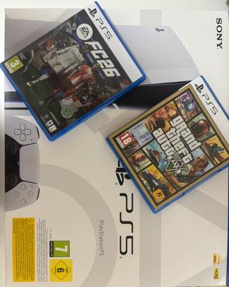 PS5 slim 1TB con lettore + GTA V + FC 25+ garanzia