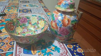 VASO + CIOTOLA CON FIORI MOLTO BELLO