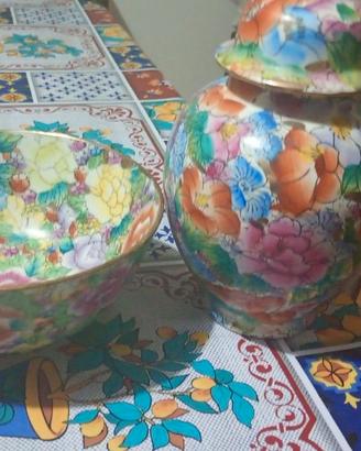 VASO + CIOTOLA CON FIORI MOLTO BELLO