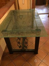Tavolo in vetro e ferro battuto