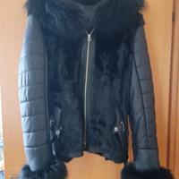 Giacca di Pelle e Volpe nera Tg L 