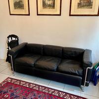 Divano 3 posti icona LC2 in pelle (nero) Cassina