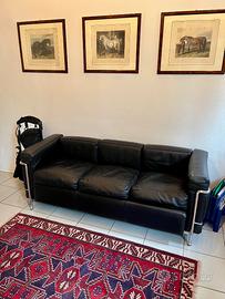 Divano 3 posti icona LC2 in pelle (nero) Cassina
