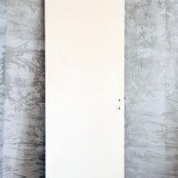 Porta in legno bianca, semplice con telaio/cornice