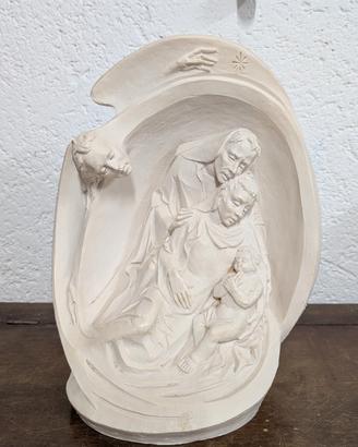 Sacra Famiglia con Angelo in rilievo (H 33 cm)

