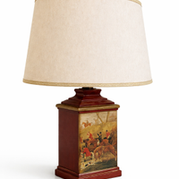 Lampada vintage ceramica scena di caccia