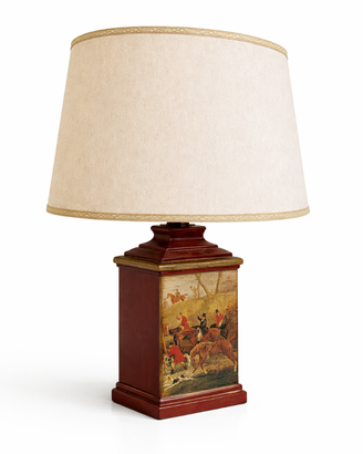Lampada vintage ceramica scena di caccia
