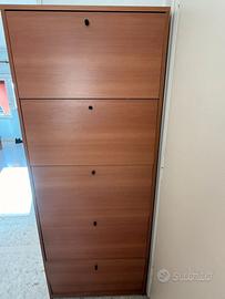 Scarpiera in legno slim con 5 ante