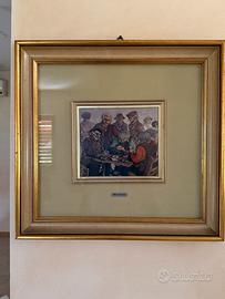 Quadro vintage, “Partita di carte” MAZEcon cornice