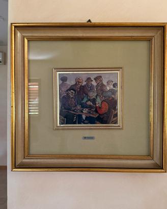 Quadro vintage, “Partita di carte” MAZEcon cornice