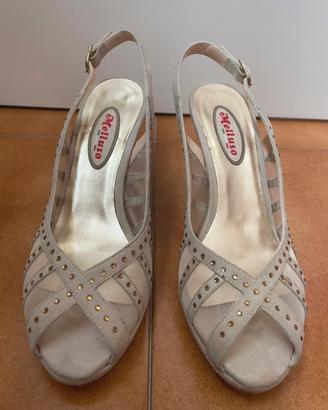 Sandalo tacco beige Melluso