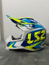 Casco Cross LS2 Taglia M – Blu/Bianco/Giallo Fluo