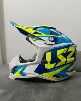 Casco Cross LS2 Taglia M – Blu/Bianco/Giallo Fluo