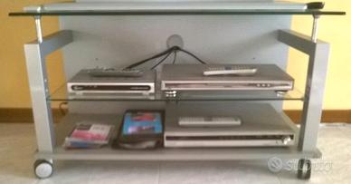 carrello porta TV con ripiano in vetro 
