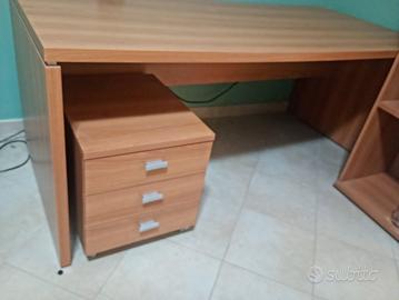 Scrivania da ufficio 180x80 cm, cassetiera mobile