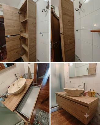 mobile bagno sospeso con lavabo e xolonna
