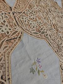 Copriletto matrimoniale in lino in pizzo Cantù 