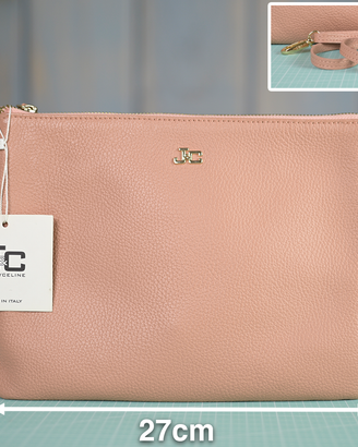Pochette Jackie & Celine in vera pelle rosa cipria
