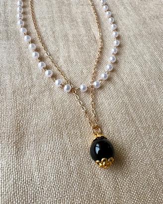 Collana perle su coccu kokku onice portafortuna