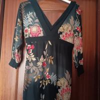 Maglione lungo con stampa floreale cinese