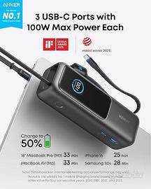 Anker Laptop Power Bank, 25000mAh Caricatore Porta
