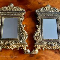 Coppia di antichi cantagloria in legno e ottone