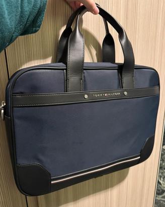Borsa computer Tommy Hilfiger blu nuova