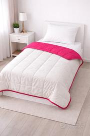 Trapunta leggera bianca e corallo | 1 piazza