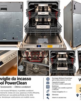 Lavastoviglie incasso Whirlpool PowerClean A+++