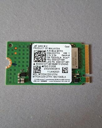 SSD M.2 NVMe 512GB Micron 2450 PCIe 4.0 (2242)